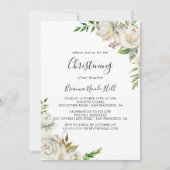 Invitation White Winter Peony Floral Christening (Devant)