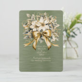 Invitation White Winterberry Green Leaf Gold Ribon Noël (Debout devant)