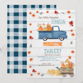 Invitation White Wood Fall Farm Marine Citrouille Anniversair (Devant / Derrière)