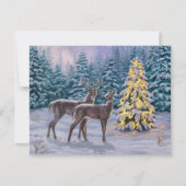 Invitation Whitetail Deer & Christmas Tree Scene hivernale (Devant)