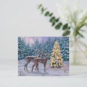 Invitation Whitetail Deer & Christmas Tree Scene hivernale (Debout devant)