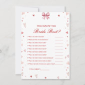 Invitation Who know the bride the best bridal shower game Car (Devant)