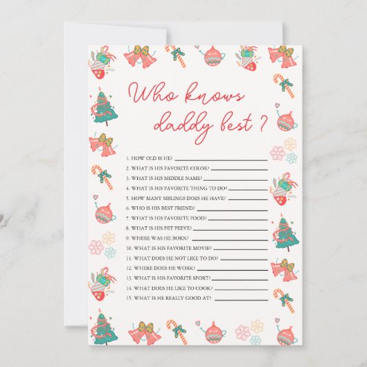 Invitation Who Knows Daddy Best Christmas Baby Shower Card (Devant)