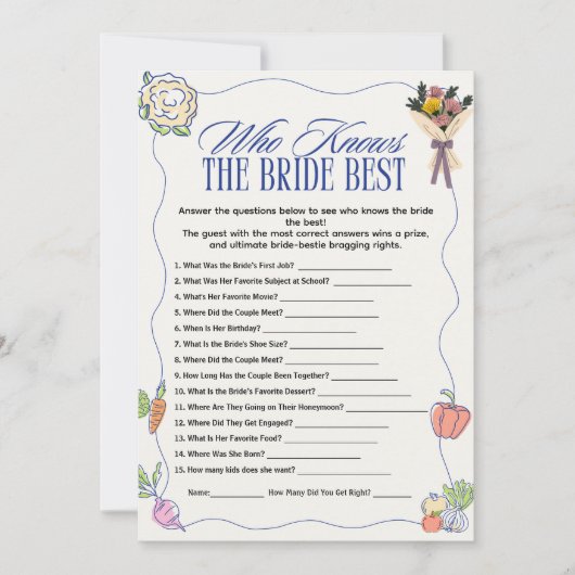 Invitation  who Knows the Bride Best Bridal Shower Games Fun (Devant)