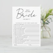 Invitation Who knows The Bride Best Bridal Shower Party Games (Debout devant)
