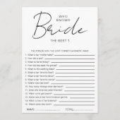 Invitation Who knows The Bride Best Bridal Shower Party Games (Devant)
