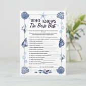 Invitation Who Knows the Bride Best Game Nautical bridal (Debout devant)