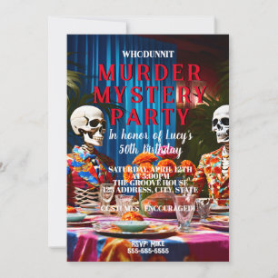 Invitation whodunit meurtre mystery 1960's style dîner party