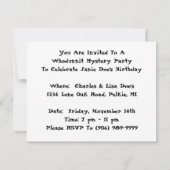 Invitation Whodunnit Mystery Party Sherlock Détection de l'in (Dos)