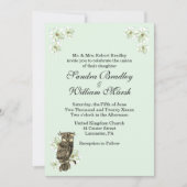 Invitation Whoo se marie Gold Owl Flowers Mint Green (Devant)