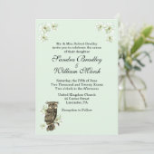 Invitation Whoo se marie Gold Owl Flowers Mint Green (Debout devant)