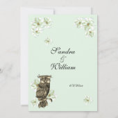 Invitation Whoo se marie Gold Owl Flowers Mint Green (Dos)