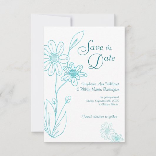 Invitation Whoopsie Daisy Simple Aqua Blue Enregistrer la dat (Devant)