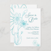 Invitation Whoopsie Daisy Simple Aqua Blue Enregistrer la dat (Devant / Derrière)