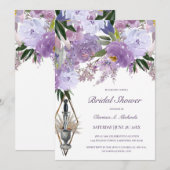 Invitation Wiccan Union Purple Fête des mariées florale (Devant / Derrière)