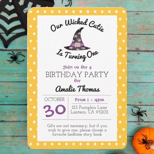 Invitation Wicked Cutie Orange Dot Enfant Anniversaire Petit
