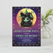 Invitation Wicked Fun Green Witch Halloween Anniversaire (Debout devant)