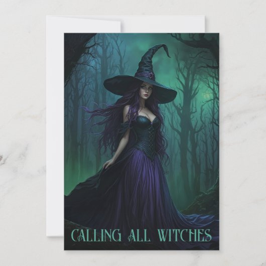 Invitation Wicked Halloween sorcière en violet et noir (Devant)