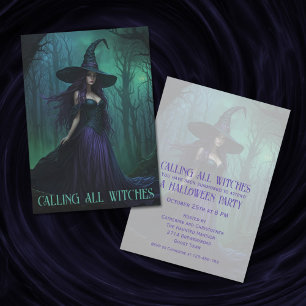 Invitation Wicked Halloween sorcière en violet et noir