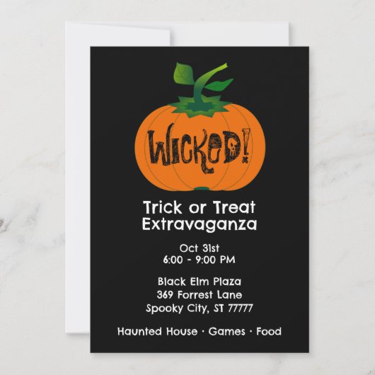 Invitation Wicked Happy Halloween Citrouille noir orange (Devant)