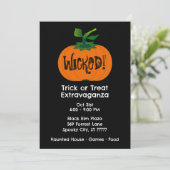 Invitation Wicked Happy Halloween Citrouille noir orange (Debout devant)