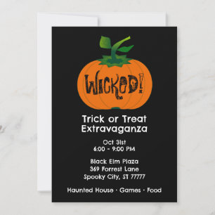 Invitation Wicked Happy Halloween Citrouille noir orange