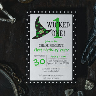 Invitation Wicked One Green Halloween Premier anniversaire