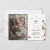 Invitation Widflowers Papillon Baptême photo personnalisée In (Devant)