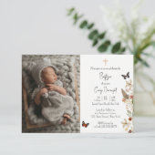 Invitation Widflowers Papillon Baptême photo personnalisée In (Debout devant)