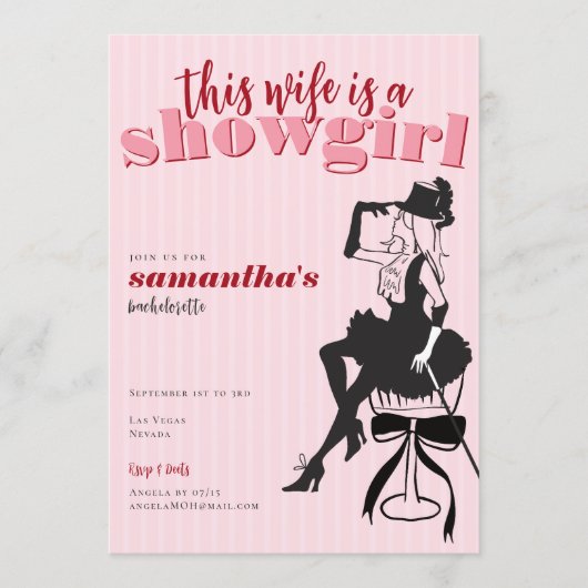 Invitation Wife Is A Showgirl Bachelorette Weekend Itinerary  (Devant)