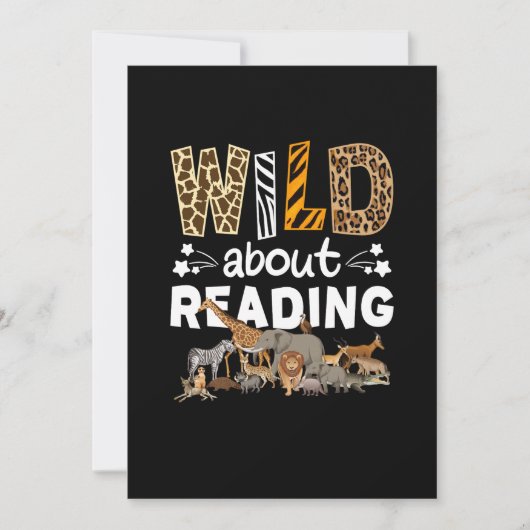 Invitation Wild About Reading Books And Bookworm Library (Devant)
