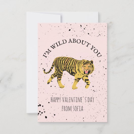 Invitation Wild About You Tiger Classroom Photo Valentine (Devant)