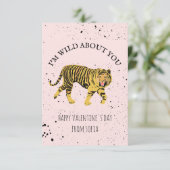 Invitation Wild About You Tiger Classroom Photo Valentine (Debout devant)