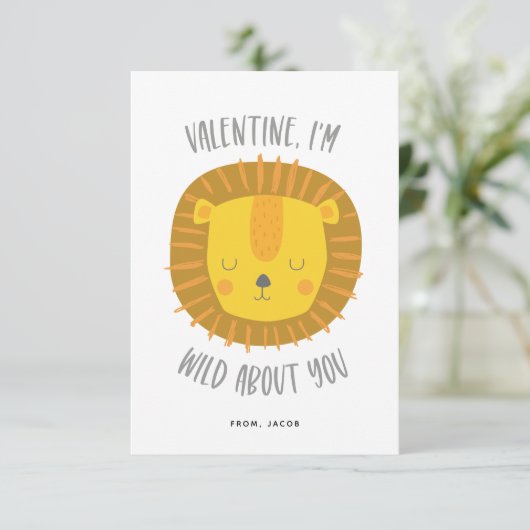 Invitation Wild about you Valentine Card blanc (Debout devant)