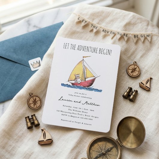 Invitation Wild Adventure Baby Shower Sailboat