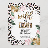 Invitation Wild And Eight Empreinte de léopard 8e fête d'anni (Devant / Derrière)