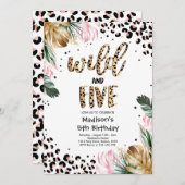 Invitation Wild And Five Empreinte de léopard 5e fête d'anniv (Devant / Derrière)