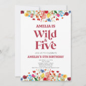 Invitation Wild and Five Fleur sauvage Cinquième fête d'anniv (Devant)