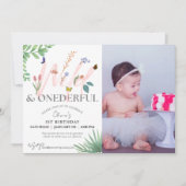 Invitation Wild and Onederful fleur sauvage photo 1er anniver (Devant)