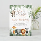 Invitation Wild And Onederful Jungle 1st Birthday (Debout devant)