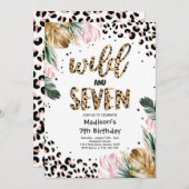 Invitation Wild And Seven Empreinte de léopard 7e fête d'anni (Devant / Derrière)