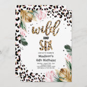 Invitation Wild And Six Empreintes de léopard 6e fête d'anniv (Devant / Derrière)