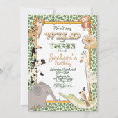 Invitation Wild and Three Jungle Safari fête d'anniversaire (Devant)