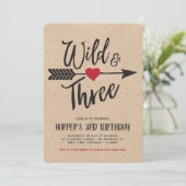 Invitation Wild and Three Modern Troisième Année Anniversaire (Debout devant)