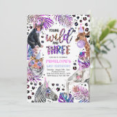 Invitation Wild And Three Safari Rainbow Cheetah 3e anniversa (Debout devant)