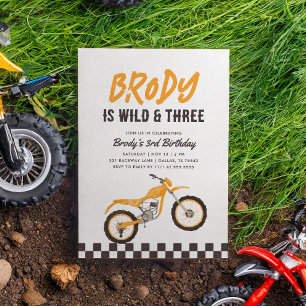 Invitation Wild and Three Yellow Dirt Bike Boy 3e anniversair