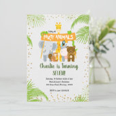 Invitation Wild Animal Jungle Safari fête d'anniversaire (Debout devant)