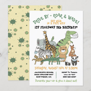 Invitation Wild Animals Drive par BIrthday Party Parade