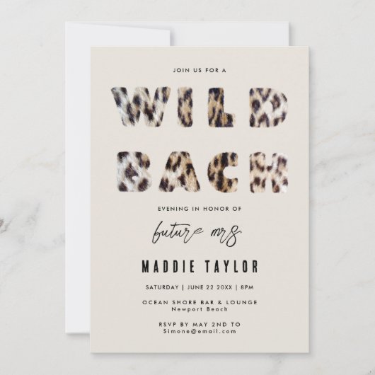 Invitation Wild Bach Leopard Future Mme Bachelorette Party (Devant)