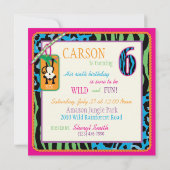 Invitation Wild de sixième anniversaire du singe d (Dos)